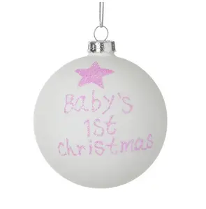 Baby's 1st Glass Bauble - Pink