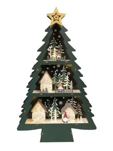 Battery Operated Wooden Christmas Tree 10 warm white LED. Tim.6H2xAA&USB - image 1