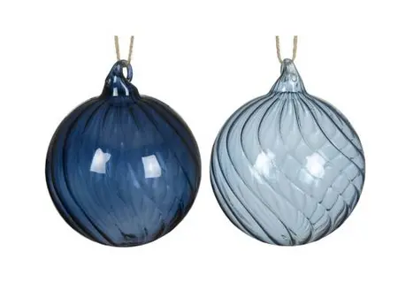 Bauble Glass Clear with Swirl 2 Colour Assorted