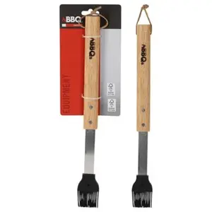 BBQ BRUSH STEEL WOOD 38CM