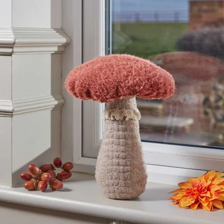Berry Brown Woolly Mushroom Decoration – Large