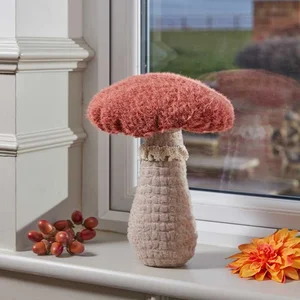 Berry Brown Woolly Mushroom Decoration – Large