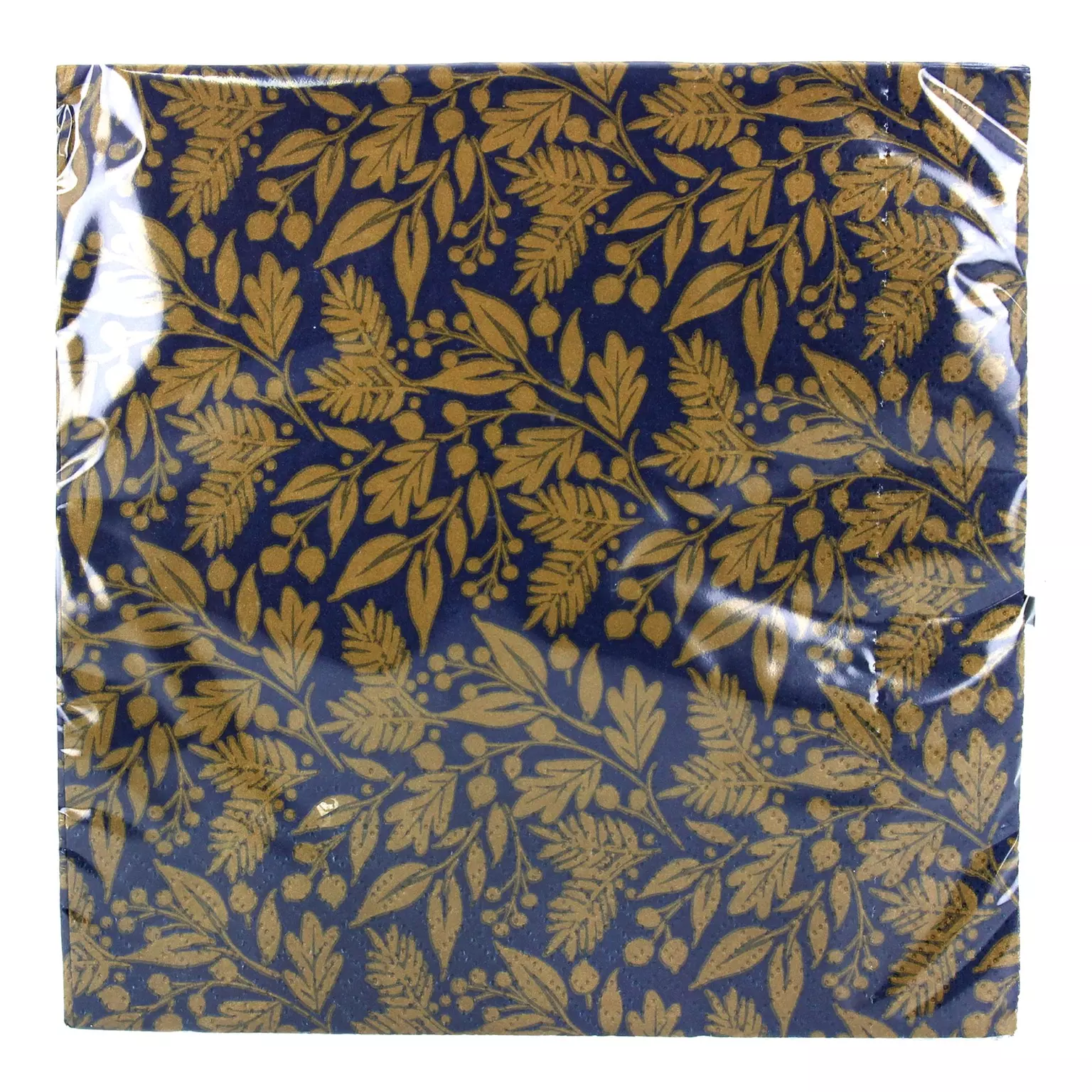 Blue/Gold Leaf Paper Napkins, Pack/20 Pennells Garden Centres