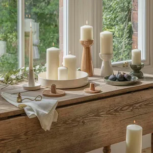 Bowen Pillar Candle Holder Linen H14cm D9cm - image 3