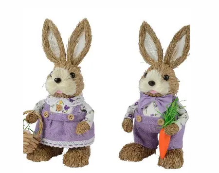 Bunny grass basket, carrot 2ass