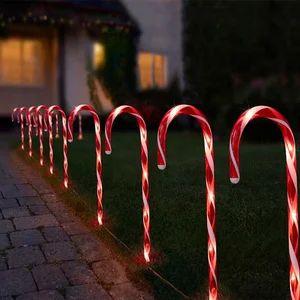 Candy Cane Christmas Stake Lights – Set of 12