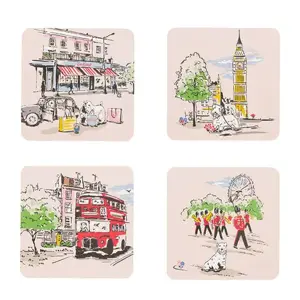 Cath Kidson Billie Goes To Town 4 Pack Cork Back Coasters - image 1