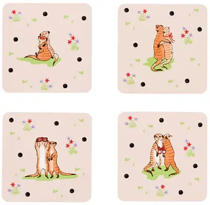 Ck Meerkats 4Pk Cork Back Coasters - image 1