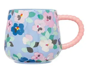 Ck Painted Pansies Blue Twisted Handle Bil