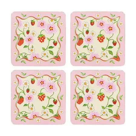 Cath Kidson Strawberry 4 Pack of Cork Back Coasters - image 1