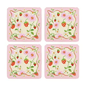 Cath Kidson Strawberry 4 Pack of Cork Back Coasters - image 1