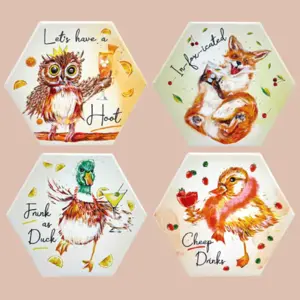 Ceramic Coaster Set - Party Animals - image 1