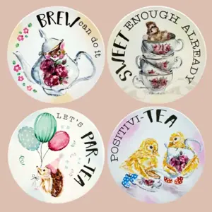 Ceramic Coaster Set - Time For Tea - image 1