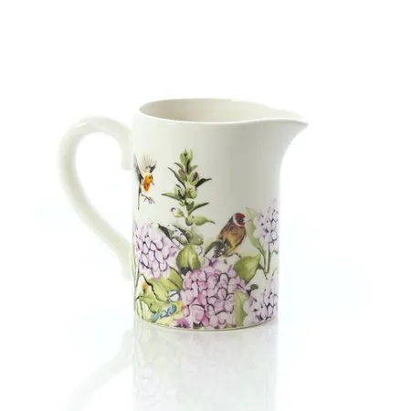 Ceramic Floral Feathered Bird Jug Full Wrap - image 2