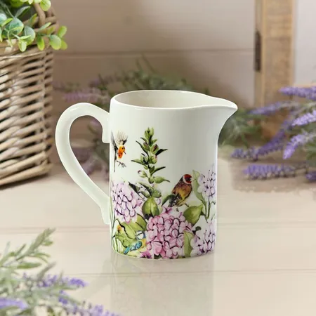 Ceramic Floral Feathered Bird Jug Full Wrap - image 3