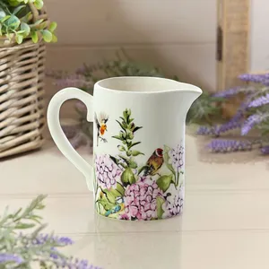 Ceramic Floral Feathered Bird Jug Full Wrap - image 3