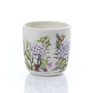 Ceramic Floral Feathered Bird Plant Pot Full Wrap