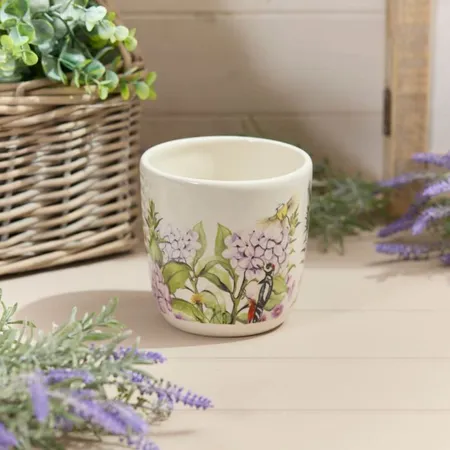Ceramic Floral Feathered Bird Plant Pot Full Wrap - image 3