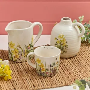 CERAMIC FLORAL FLOWERS AND BEE JUG FULL WRAP - image 2