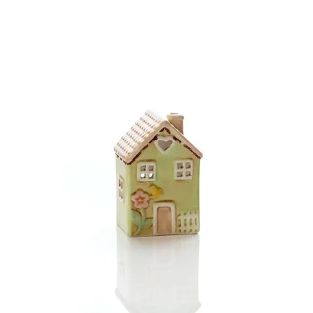 Ceramic Green House Small With Embossed Flower Painted Tea Light Holder - image 1