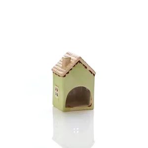 Ceramic Green House Small With Embossed Flower Painted Tea Light Holder - image 2