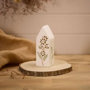 Ceramic House With Cut Out Flower Detail Led - image 1