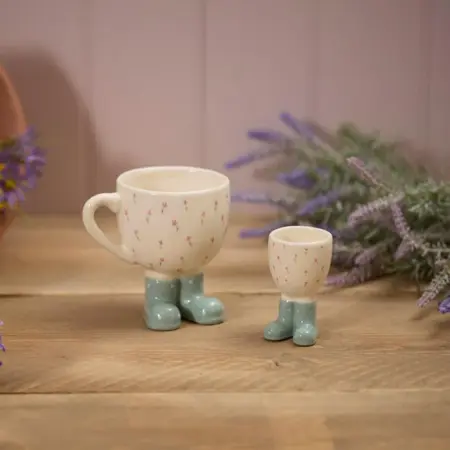Ceramic Welly Boot Mug With Repeat Flower Design - image 2