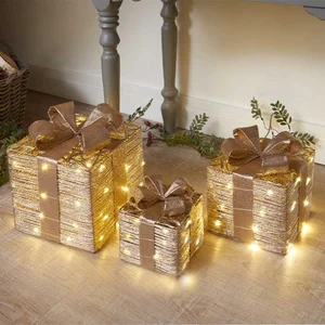 Champagne Braid Faux Gift Boxes - Set of 3 - image 2