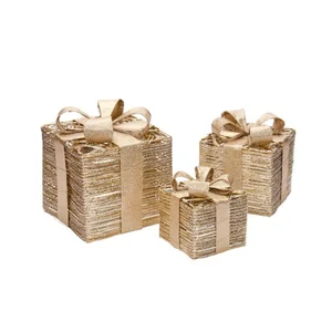 Champagne Braid Faux Gift Boxes - Set of 3 - image 1