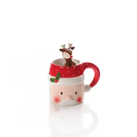 Children'S Winter Wonderland Santa Head Ceramic Mug And Spoon - image 2
