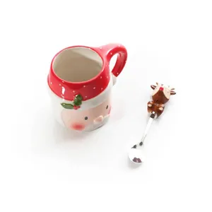 Children'S Winter Wonderland Santa Head Ceramic Mug And Spoon - image 3