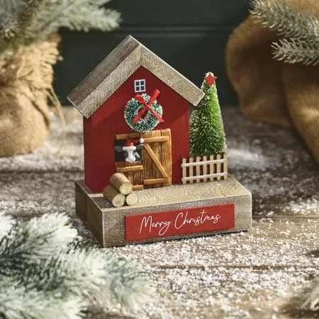Christmas On The Farm Merry Christmas Wood Block With Resin Friesian Cow