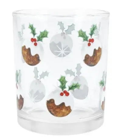 Christmas Pudding Glass Night Light Pot