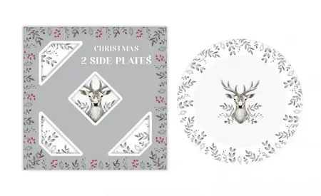 Christmas Stag Set Of 2 7.5" Side Plates