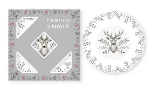 Christmas Stag Set Of 2 8" Bowls