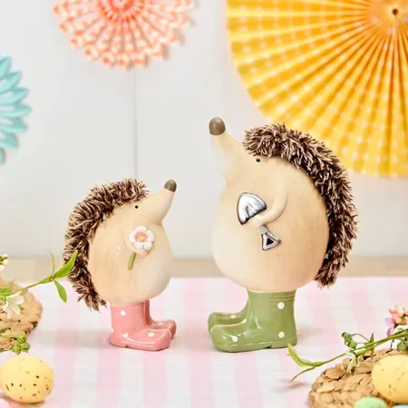 CLAY HEDGEHOG WITH PINK SPOT WELLY BOOTS ORNAMENT - image 2