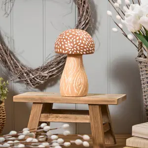 Clay Rustic Mushroom Ornament With Speckles Large - image 2