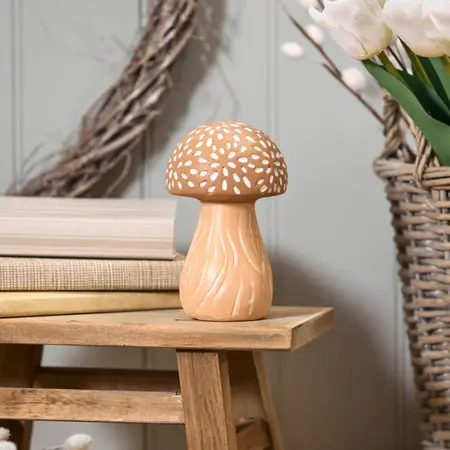 Clay Rustic Mushroom With Speckles Ornament Small - image 2
