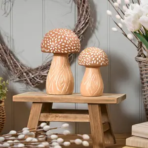 Clay Rustic Mushroom With Speckles Ornament Small - image 3