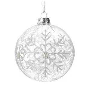 CLEAR GLASS BABULE WITH SNOWFLAKE PEARLS