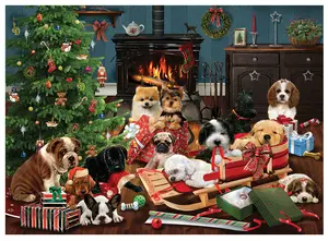 Cobble Hill Christmas Puppies 1000 Piece Jigsaw Puzzle - image 2