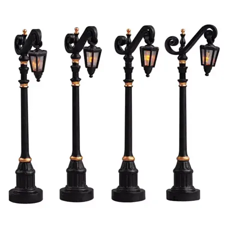 COLONIAL STREET LAMP,  SET OF 4, BATTERY OPERATED (4.5V)