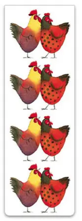 COLOURFUL COCKERELS BOOKMARK by Alex Clark