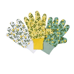 Cotton Grips - Sicilian Lemon Triple Pack Gardening Gloves Medium / Size 8