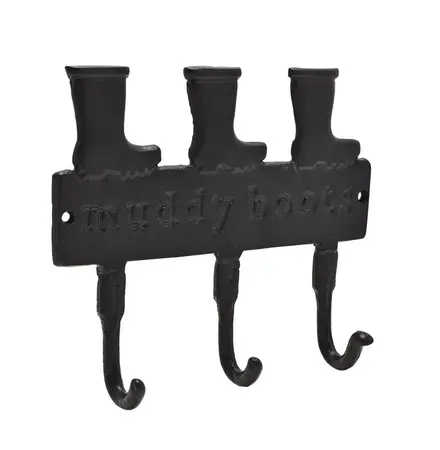 Country Living Cast Iron Wall Plaque with 3 Hooks - Muddy Boots - image 2