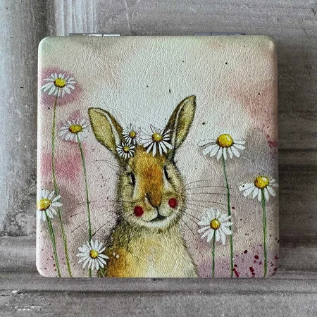 Cpm05 Rabbits And Daisies Compact Mirror - image 1