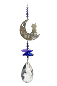 Crystal Fantasy Cats on Roof - Midnight