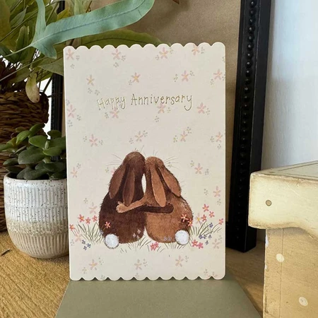 Dc35 Rabbit Meadow Anniversary Card - image 1