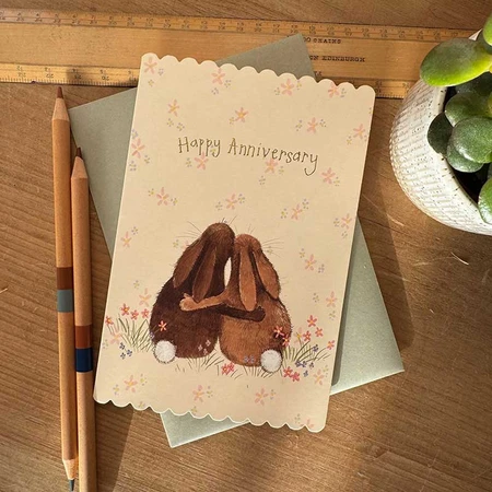 Dc35 Rabbit Meadow Anniversary Card - image 2