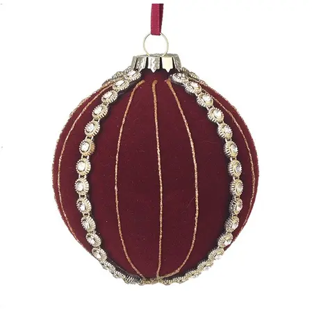 DEEP RED SPARKLE GLASS BAUBLE SML